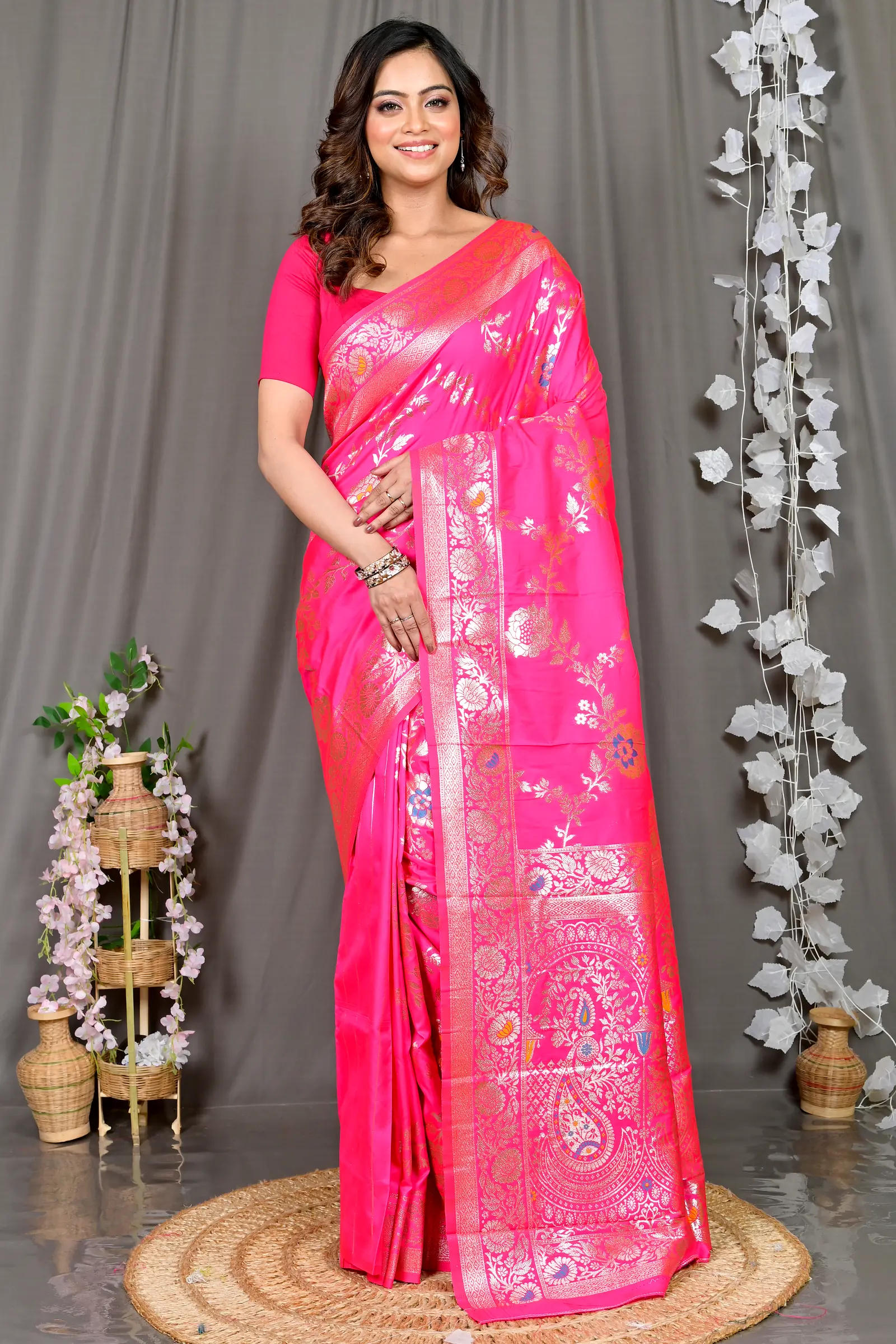 Pink Cotton Silk Parosha Kathan Saree (502)