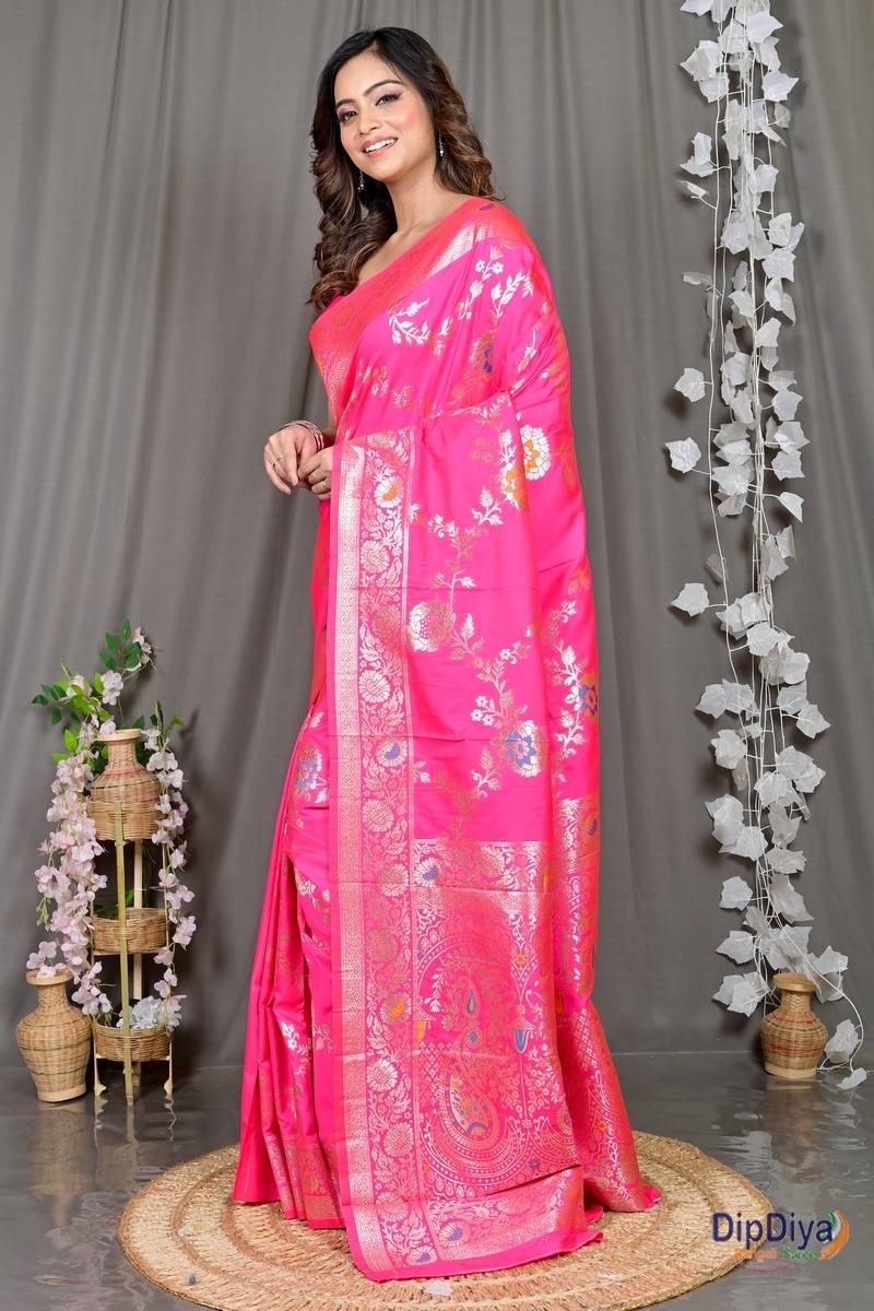Pink Cotton Silk Parosha Kathan Saree (502)