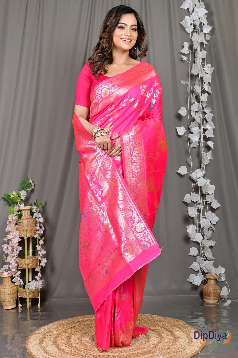 Pink Cotton Silk Parosha Kathan Saree (502)