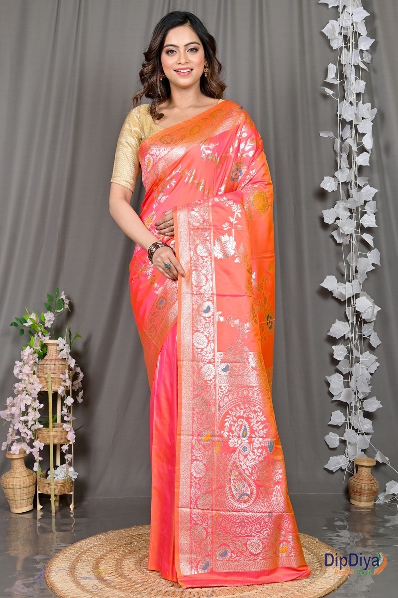 Orange Cotton Silk Parosha Kathan Saree (503)