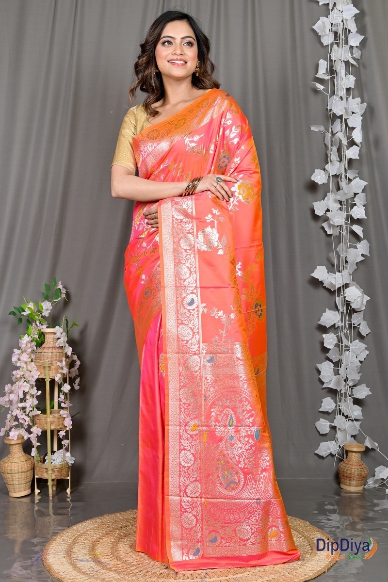 Orange Cotton Silk Parosha Kathan Saree (503)