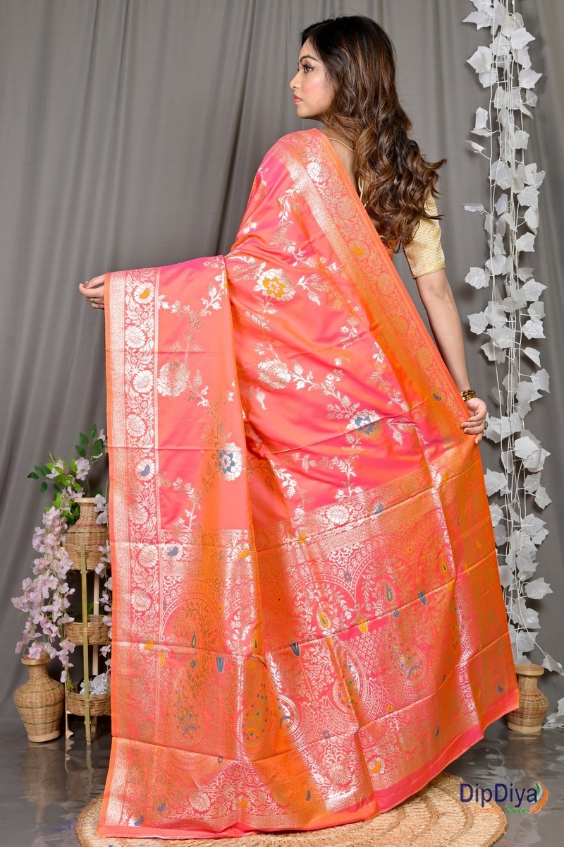 Orange Cotton Silk Parosha Kathan Saree (503)