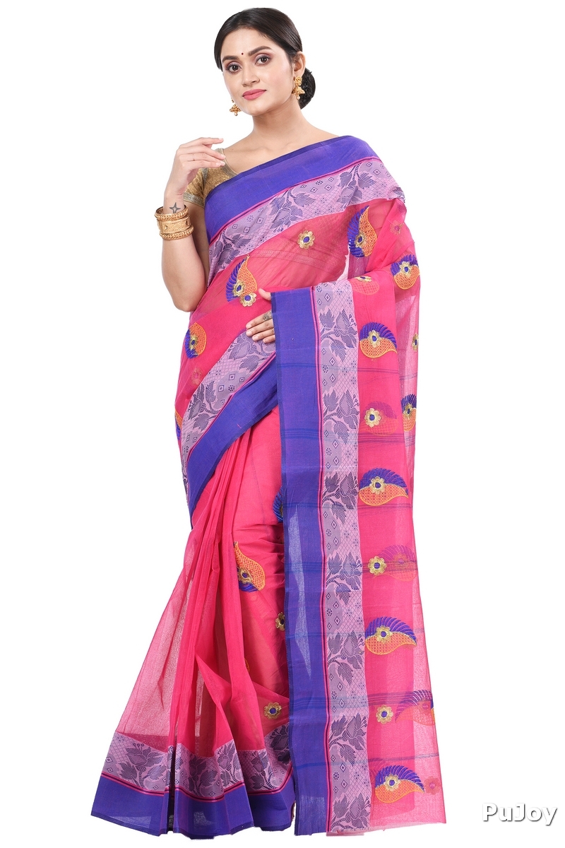 Pink Pure Cotton Shanko_Embro Tant Embroidery (507)