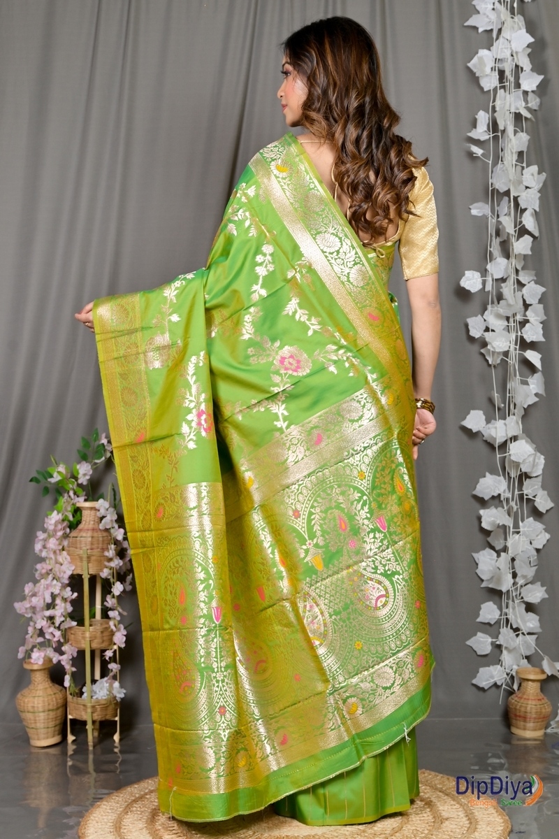 Green Cotton Silk Parosha Kathan Saree (508)