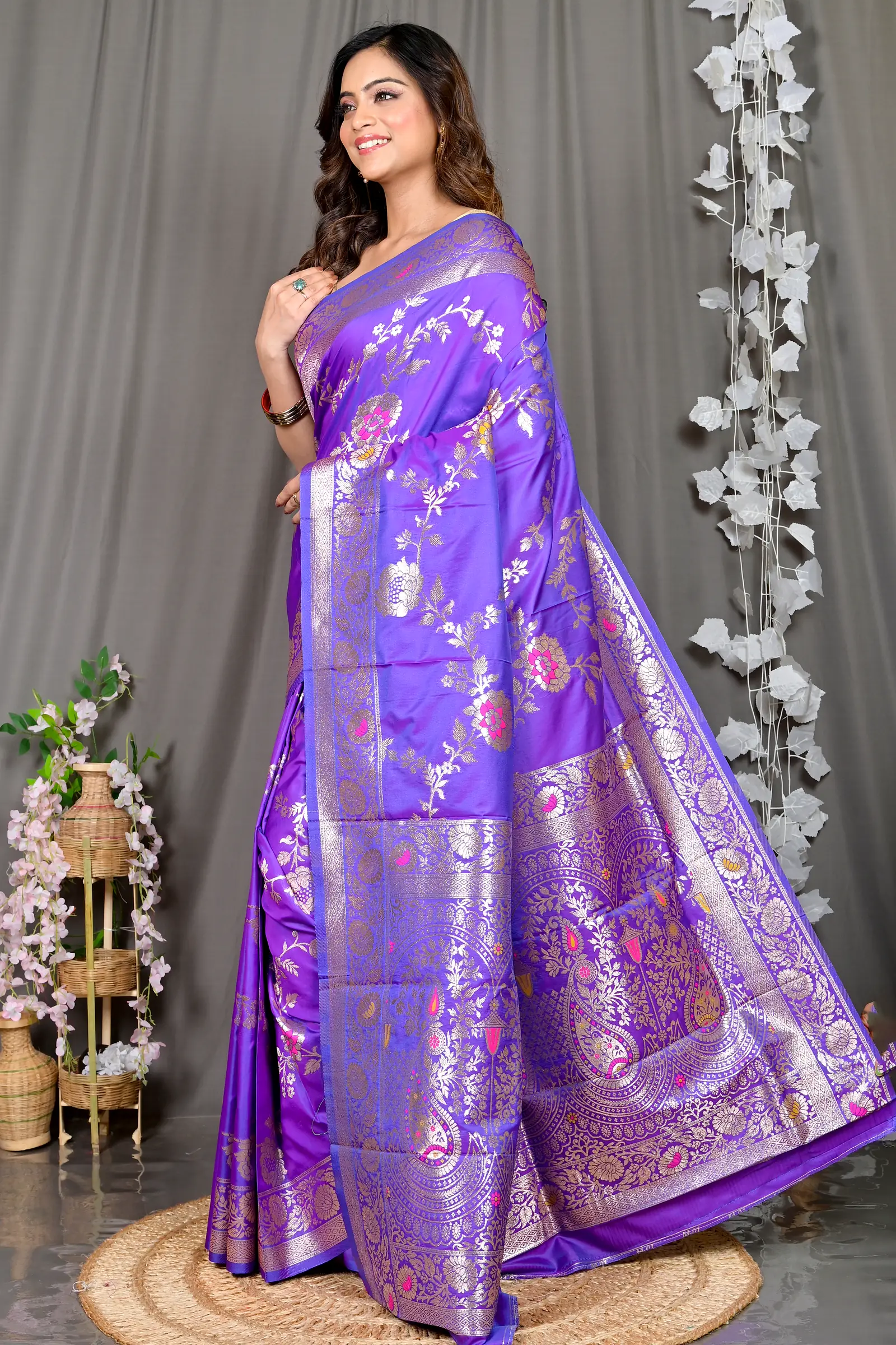 Lavender Cotton Silk Parosha Kathan Saree (509)