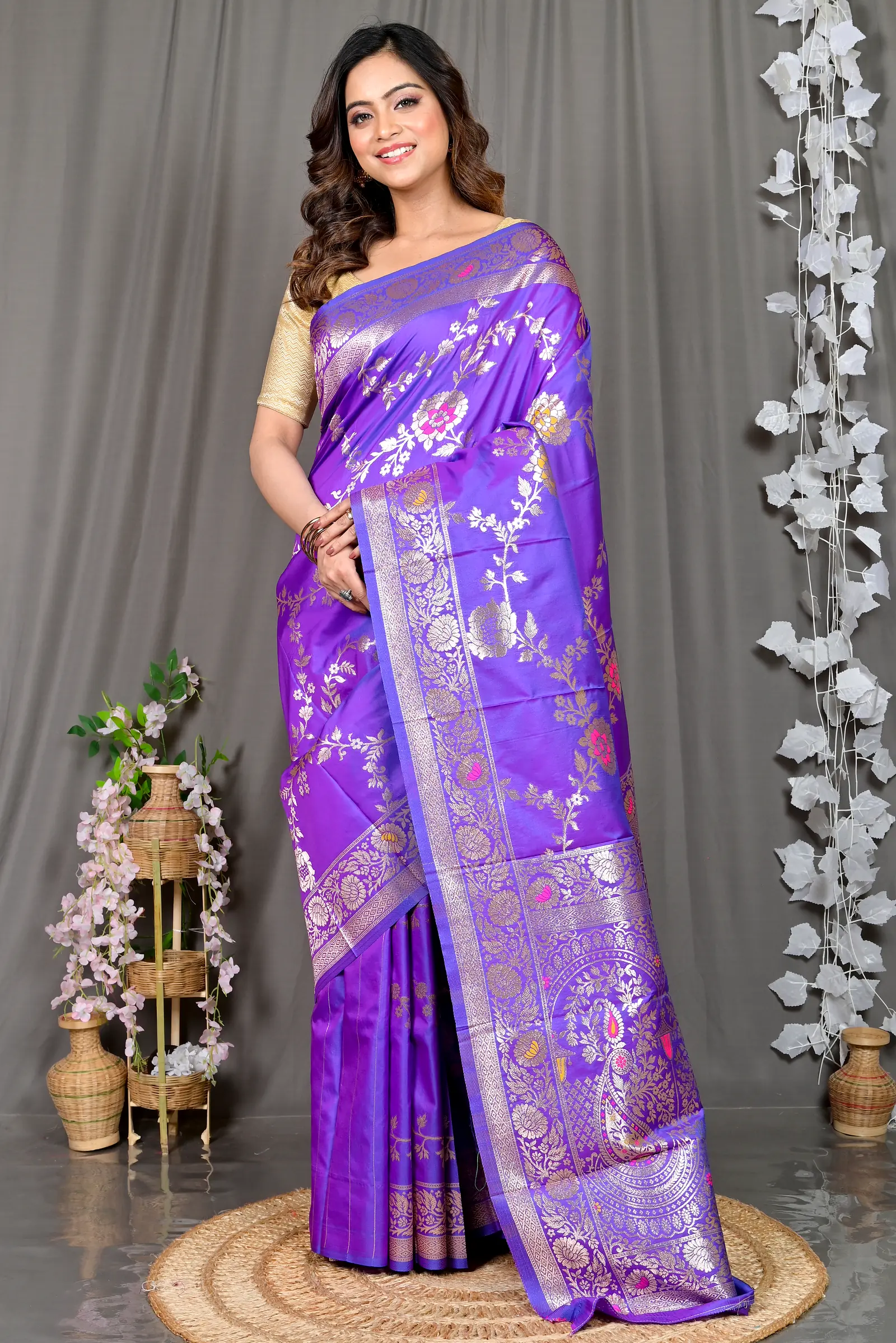 Lavender Cotton Silk Parosha Kathan Saree (509)