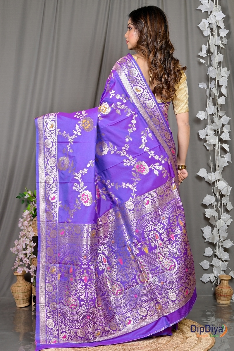 Lavender Cotton Silk Parosha Kathan Saree (509)