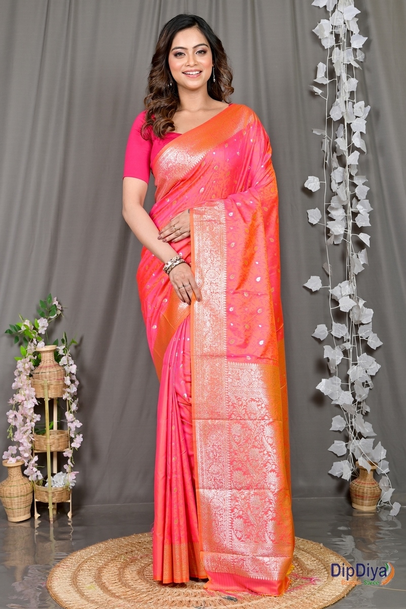 Orange Cotton Silk Parova Tanchui Saree (511)