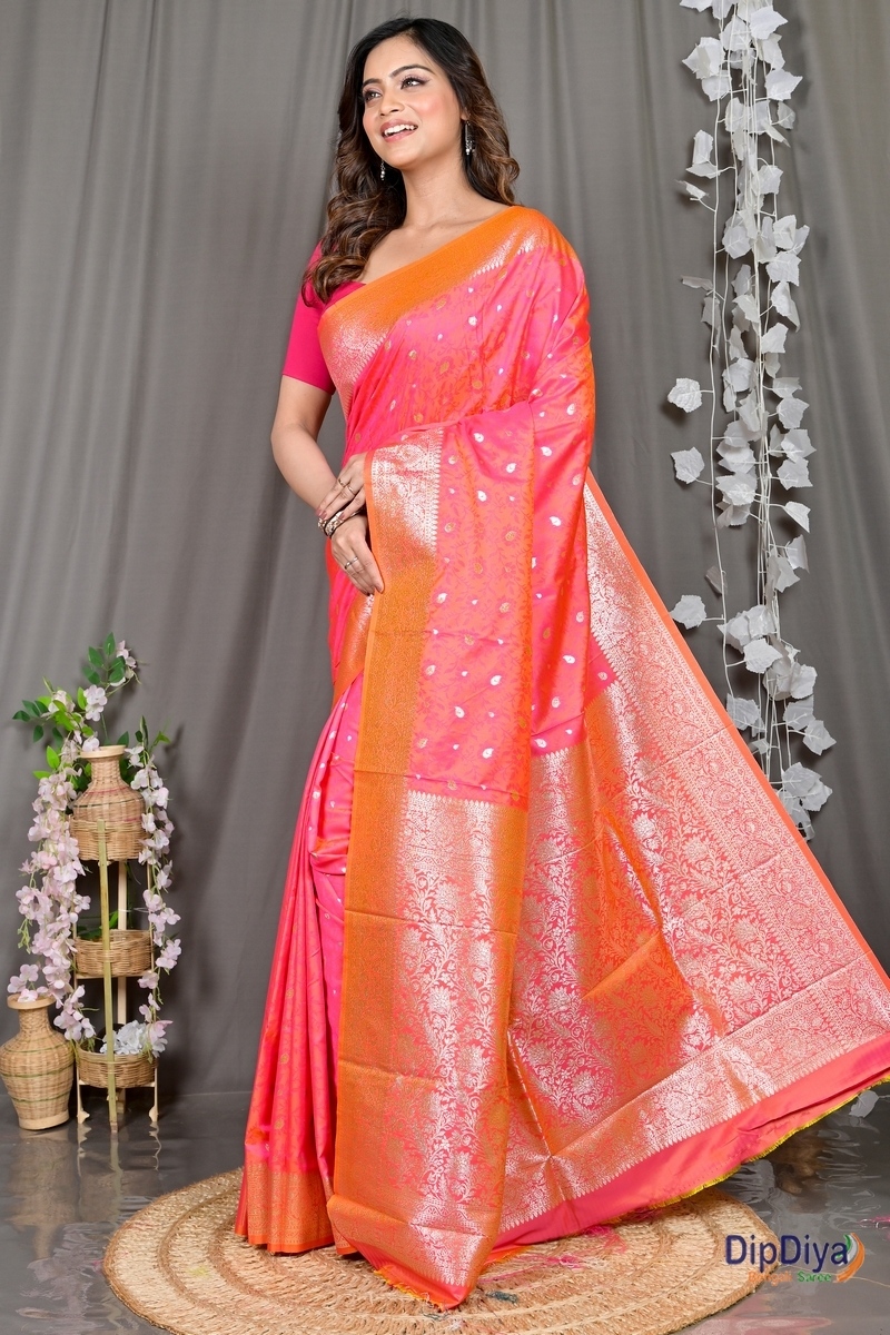 Orange Cotton Silk Parova Tanchui Saree (511)