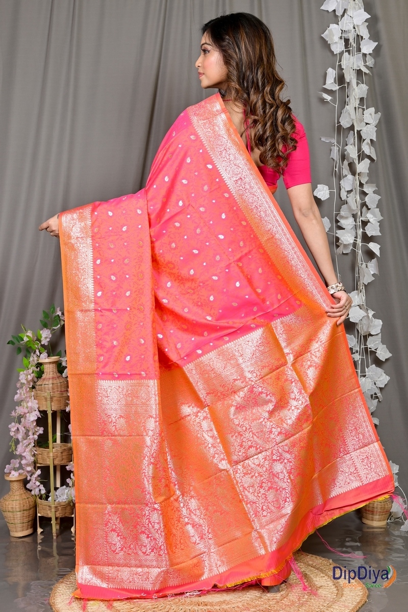 Orange Cotton Silk Parova Tanchui Saree (511)