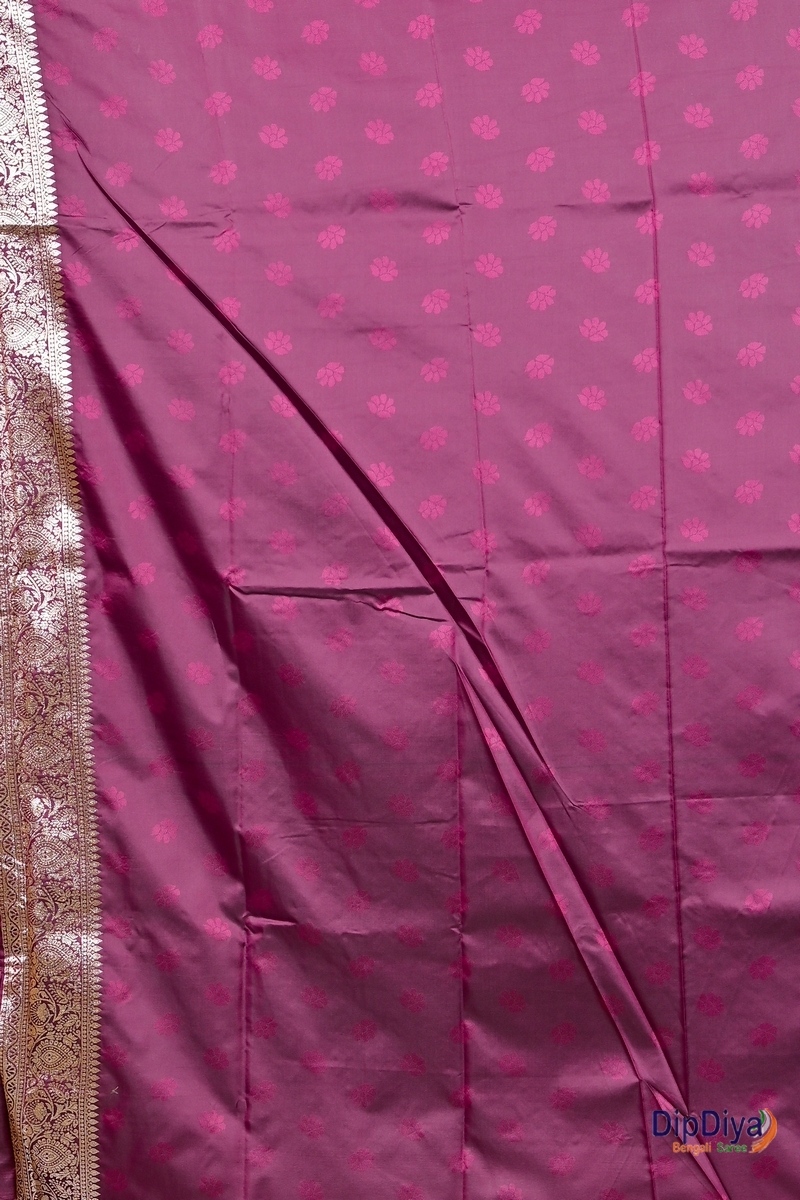 Maroon Cotton Silk Parova Tanchui Saree (512)