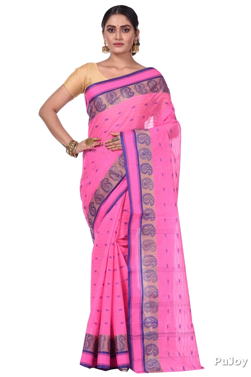 Pink Pure Cotton Kolka_Guti Tant Saree (5133)