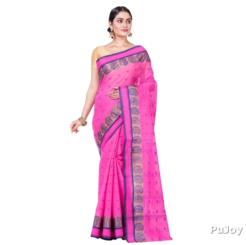 Pink Pure Cotton Kolka_Guti Tant Saree (5133)