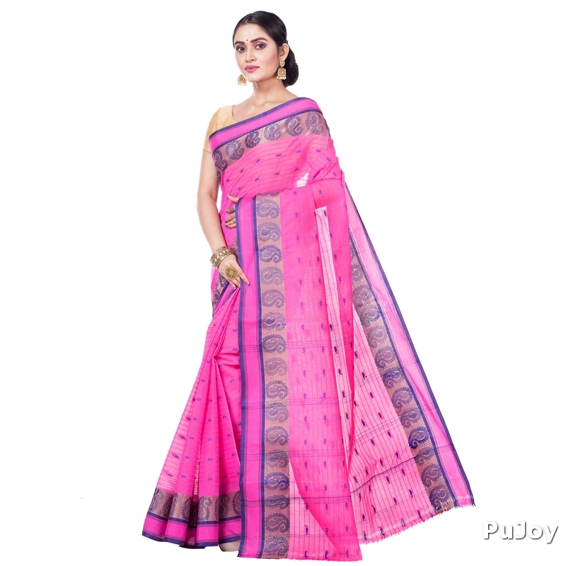 Pink Pure Cotton Kolka_Guti Tant Saree (5133)