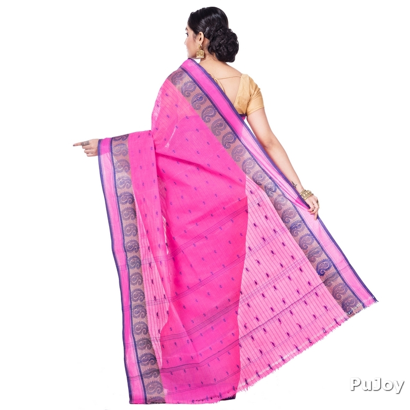 Pink Pure Cotton Kolka_Guti Tant Saree (5133)