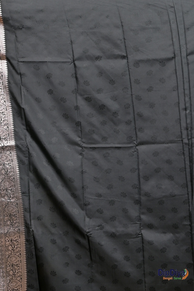 Black Cotton Silk Parova Tanchui Saree (514)