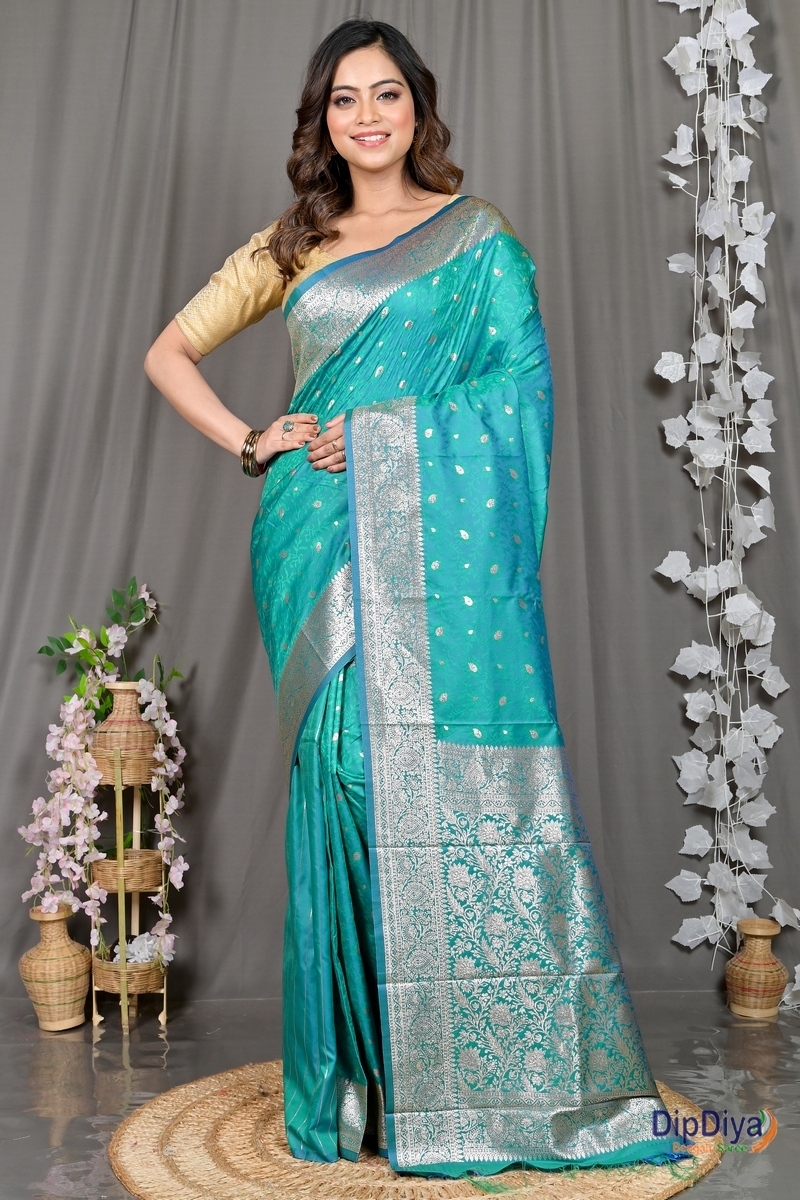 See Green Cotton Silk Parova Tanchui Saree (515)