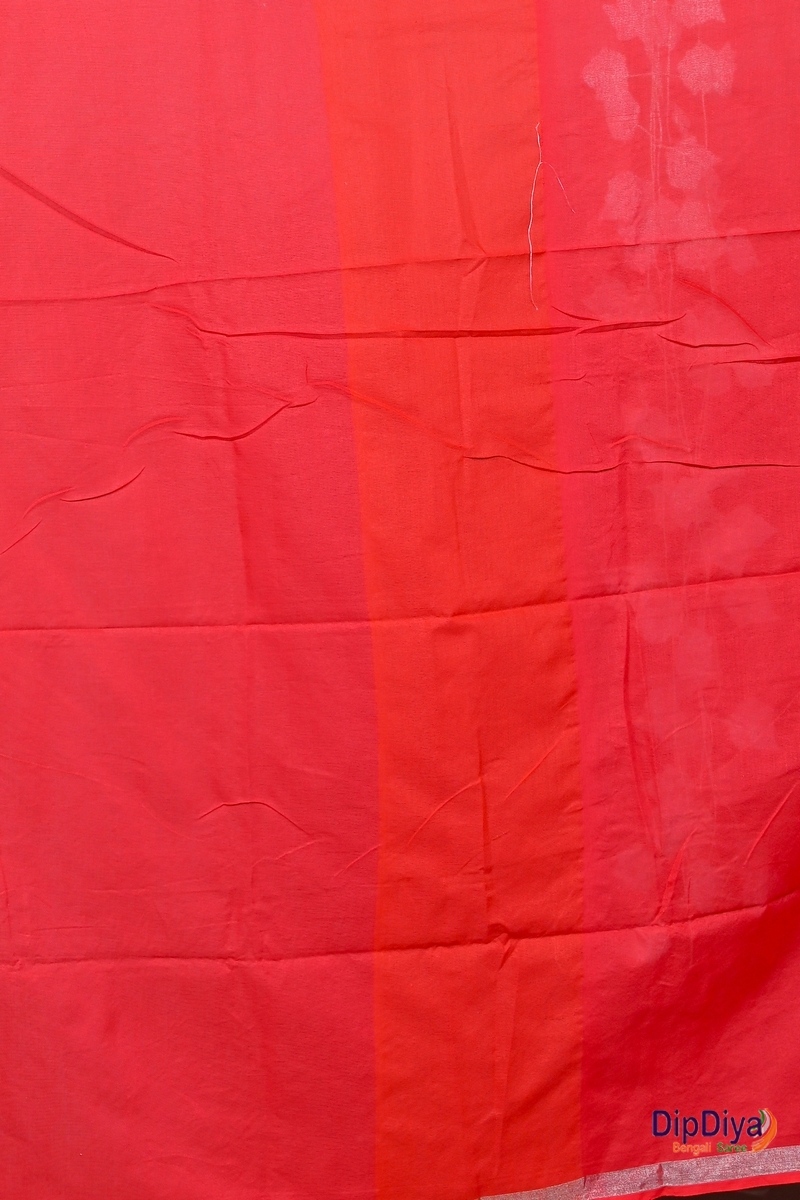 Red Cotton Blended Paru Hand Loom Saree (516)