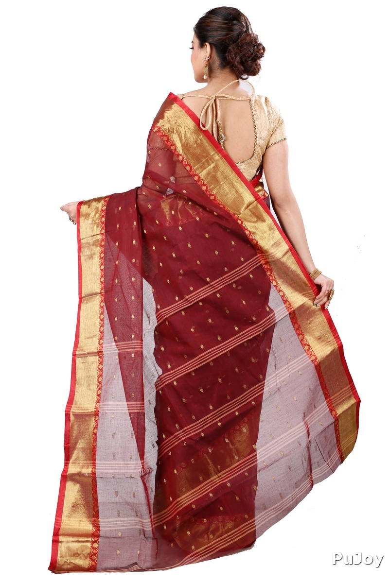 Brown Pure Cotton JoriPar Tant Saree (5173)