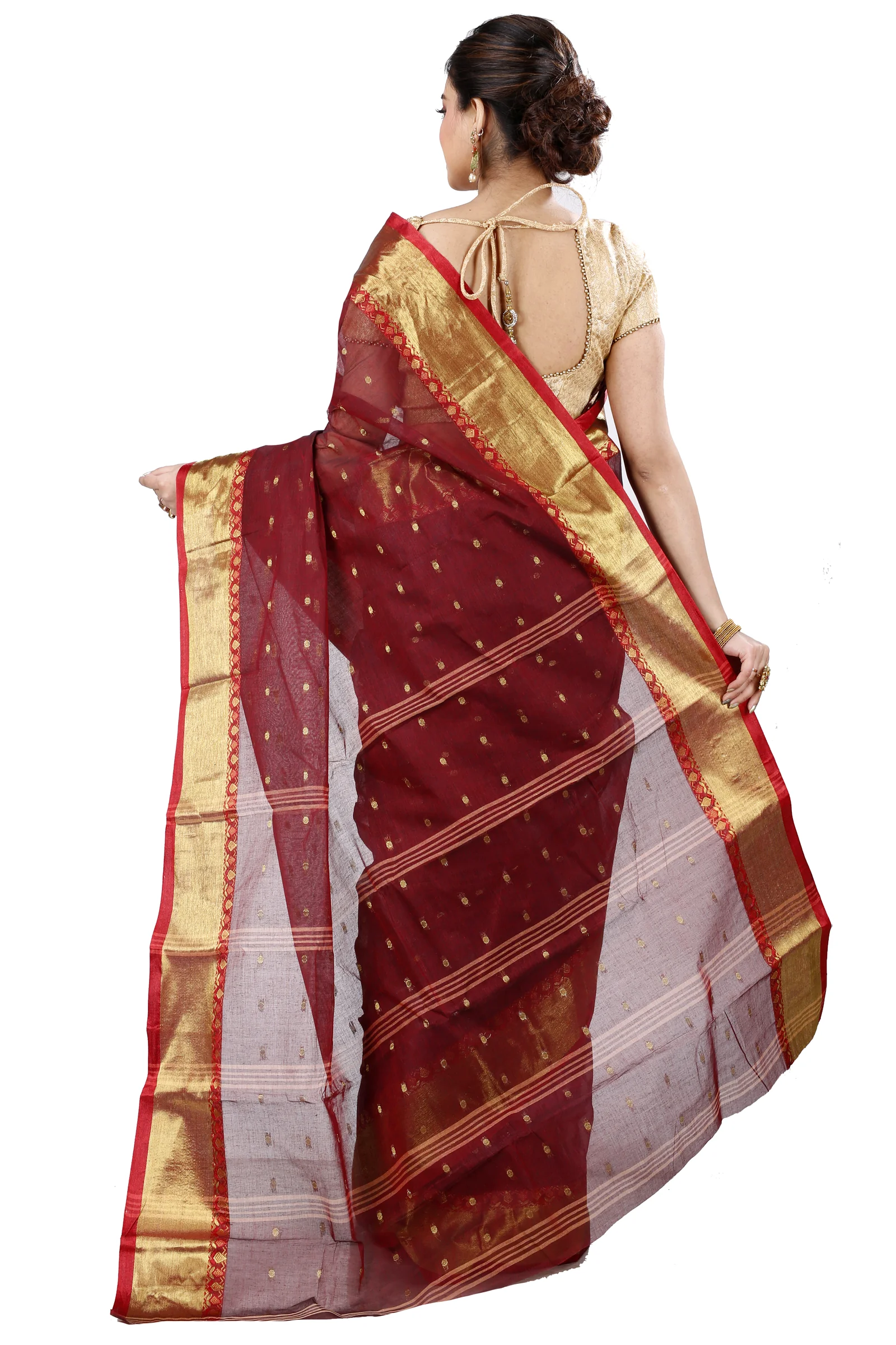 Brown Pure Cotton JoriPar Tant Saree (5173)