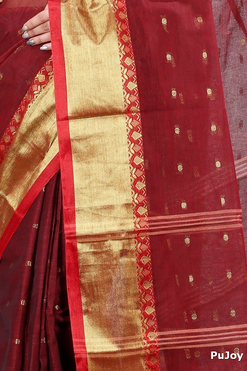 Brown Pure Cotton JoriPar Tant Saree (5173)