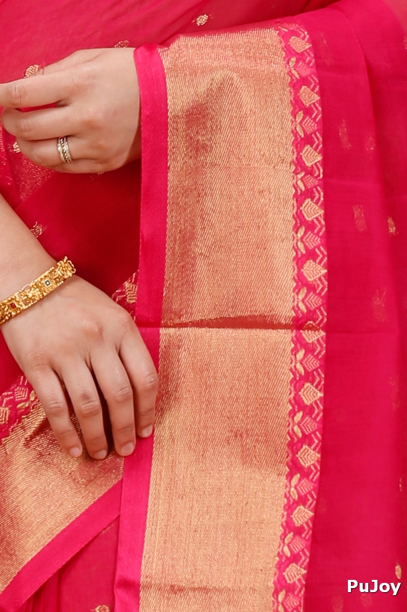 Red Pure Cotton JoriPar Tant Saree (5175)