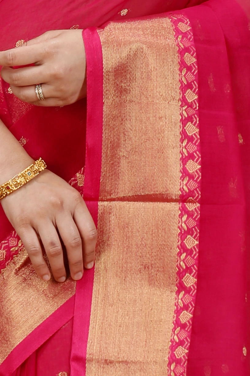 Red Pure Cotton JoriPar Tant Saree (5175)