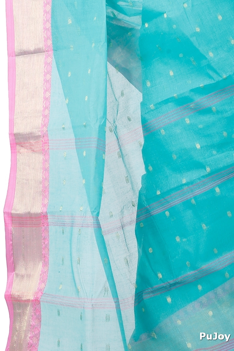 See Green Pure Cotton JoriPar Tant Saree (5176)
