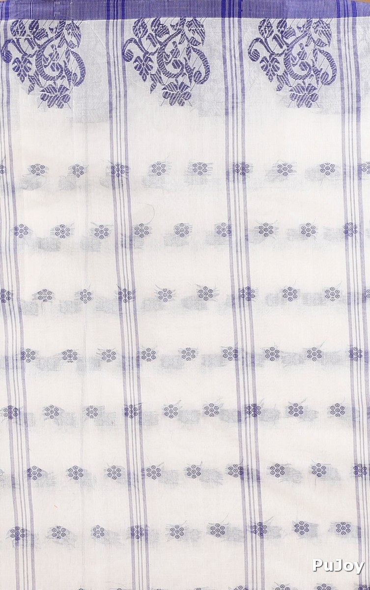 Blue Pure Cotton Botgach Tant Saree (520)