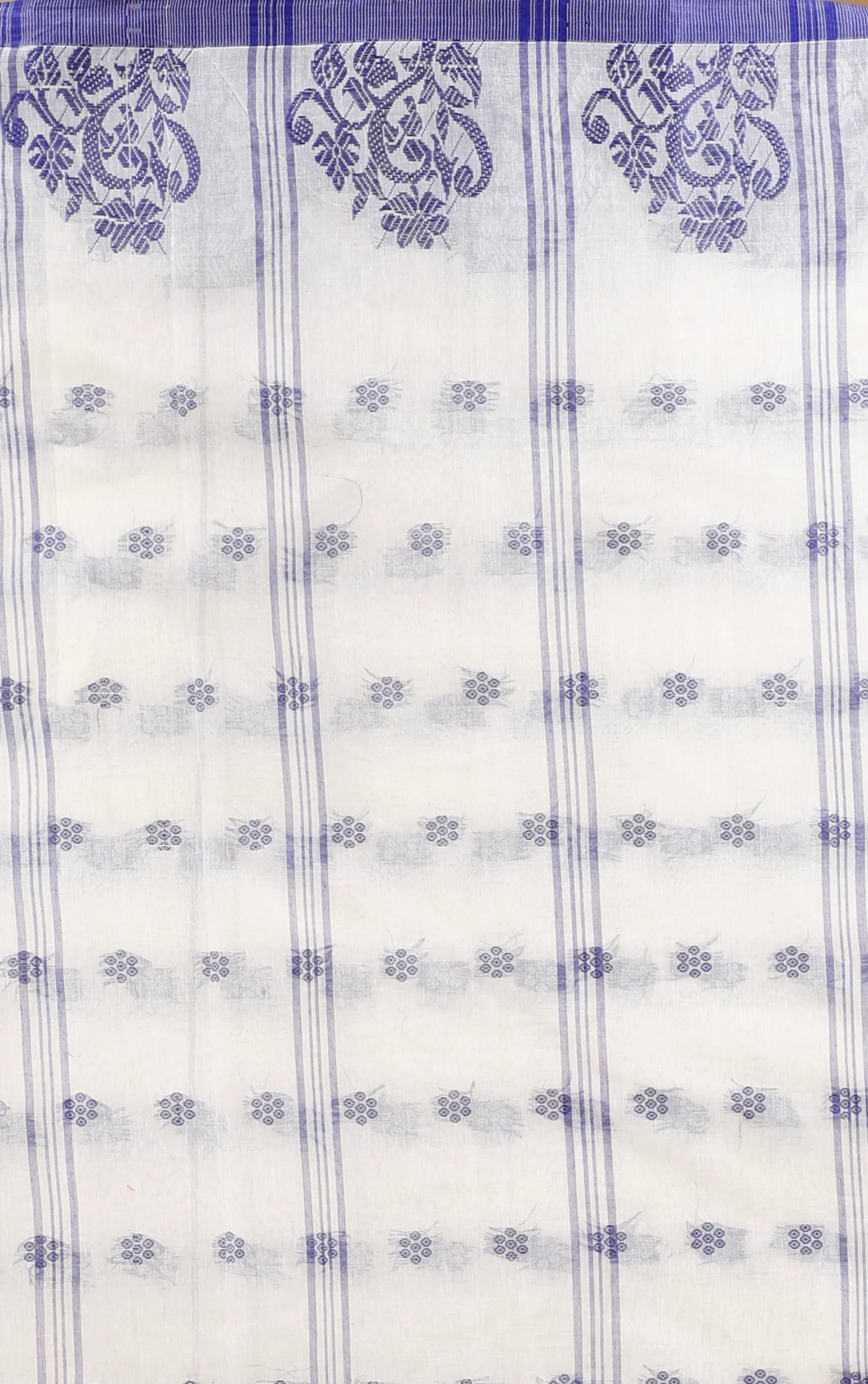 Blue Pure Cotton Botgach Tant Saree (520)
