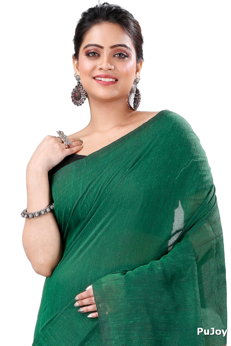 Green Pure Cotton Kesh Than Hand Loom Saree (5232)