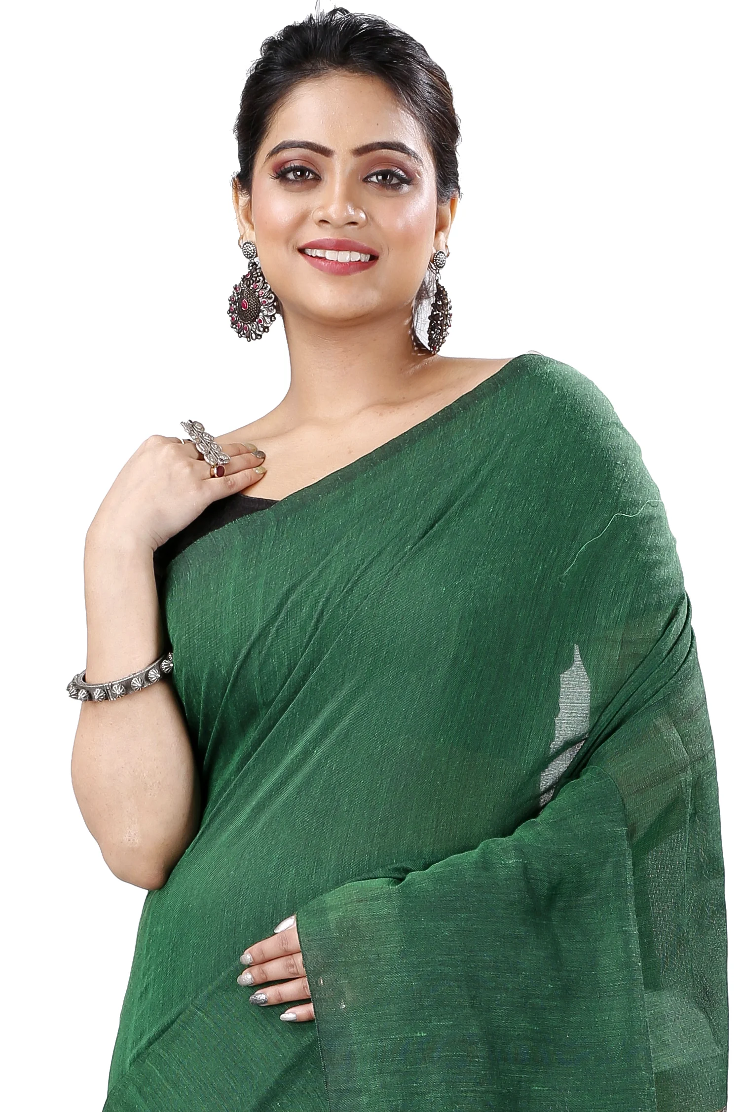 Green Pure Cotton Kesh Than Hand Loom Saree (5232)