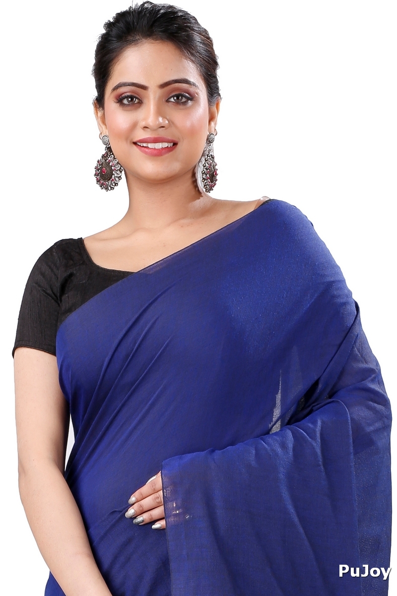 Blue Pure Cotton Kesh Than Hand Loom Saree (5233)