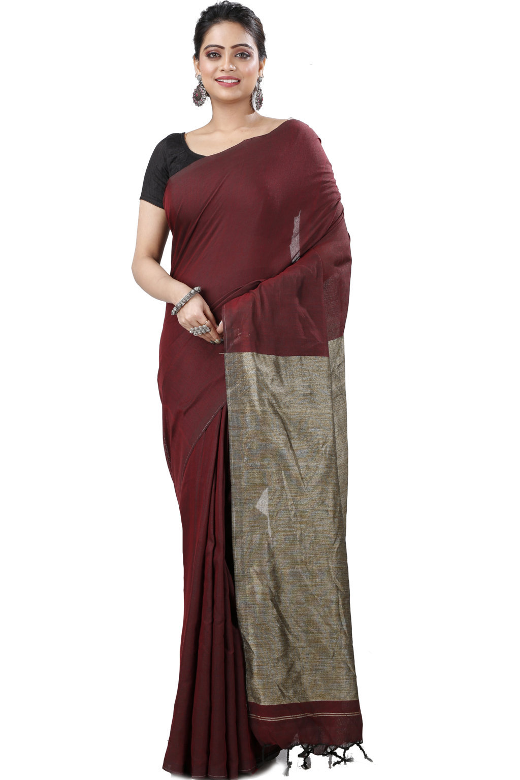 Merron Pure Cotton Kesh Than Hand Loom Saree (5235)