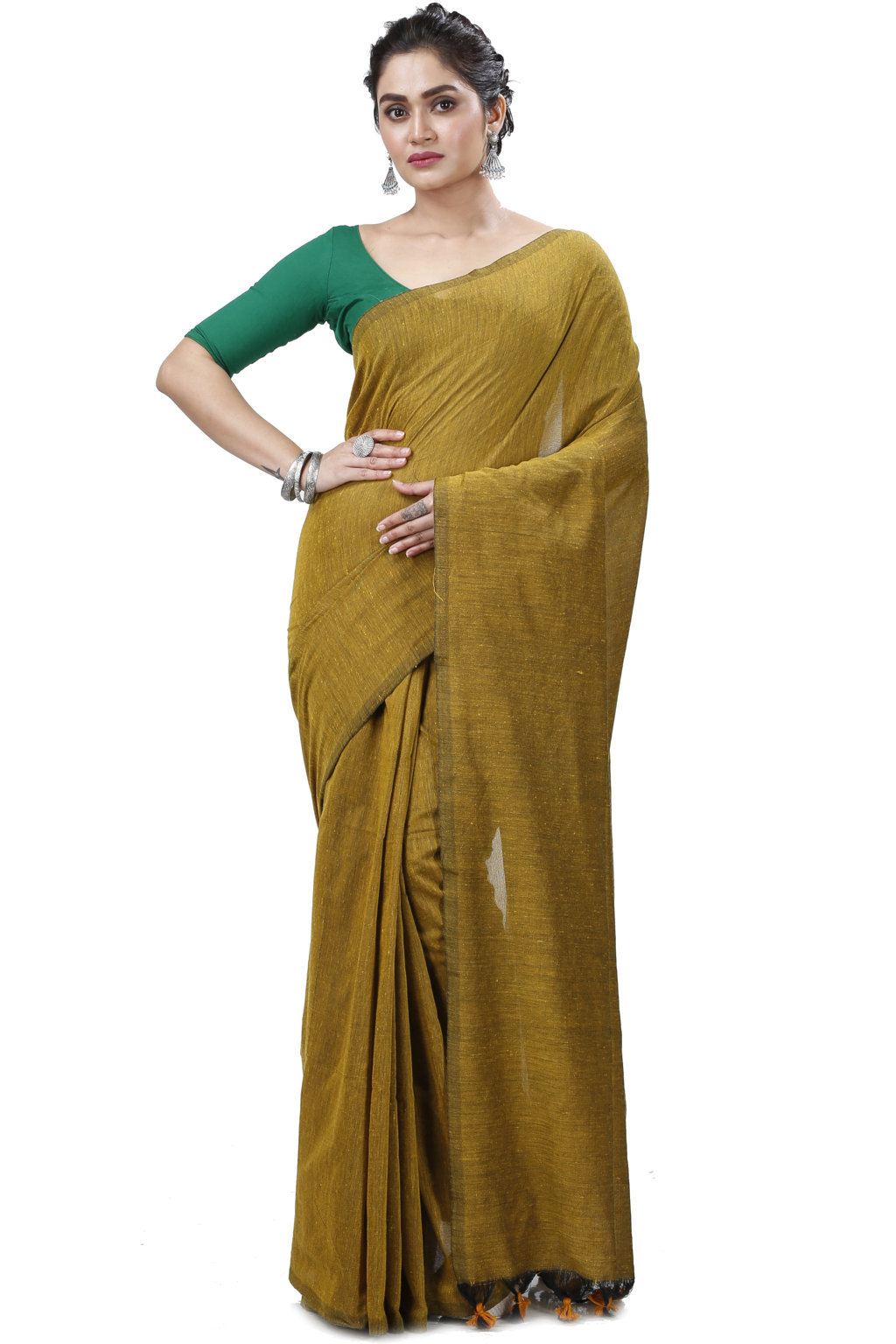 Brown Pure Cotton ThanKhadi Hand Loom Saree (5236)