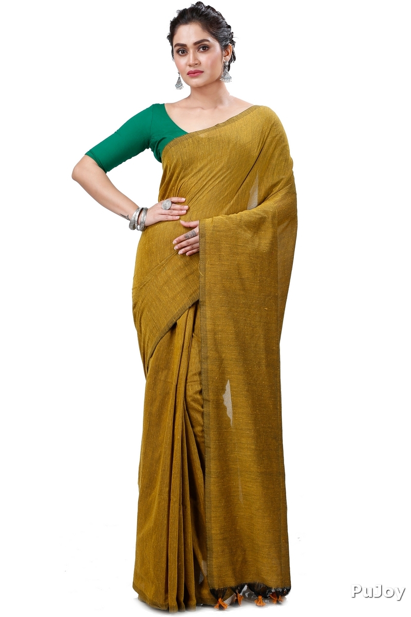 Brown Pure Cotton ThanKhadi Hand Loom Saree (5236)