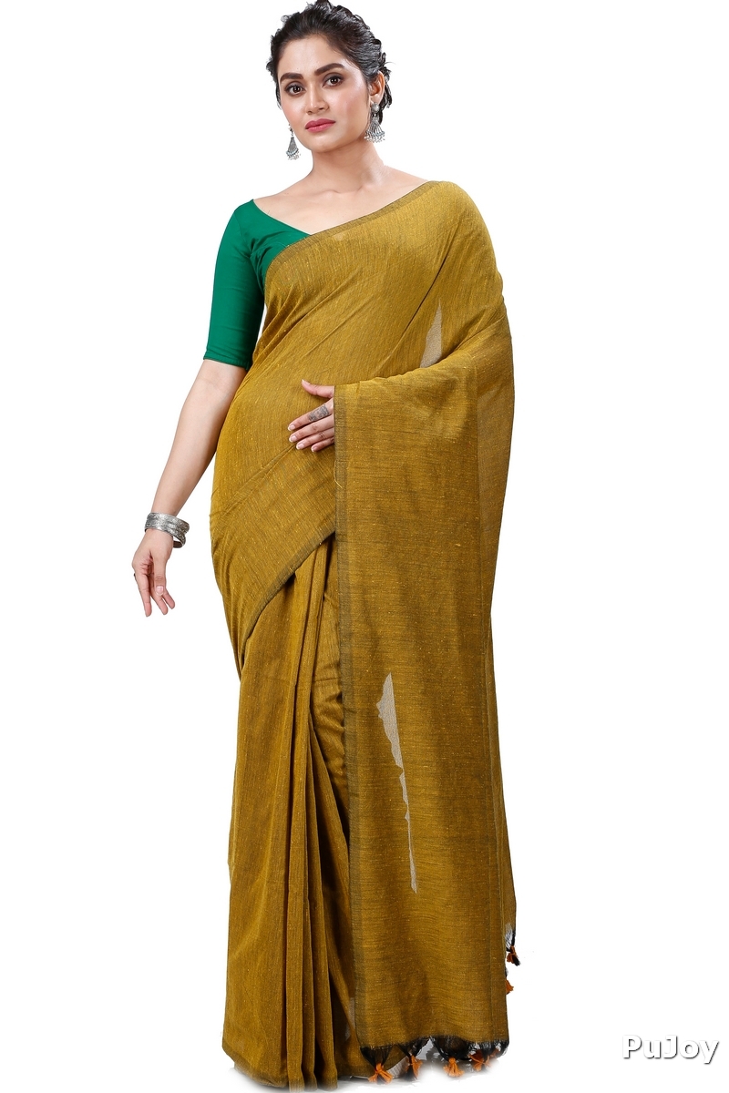 Brown Pure Cotton ThanKhadi Hand Loom Saree (5236)