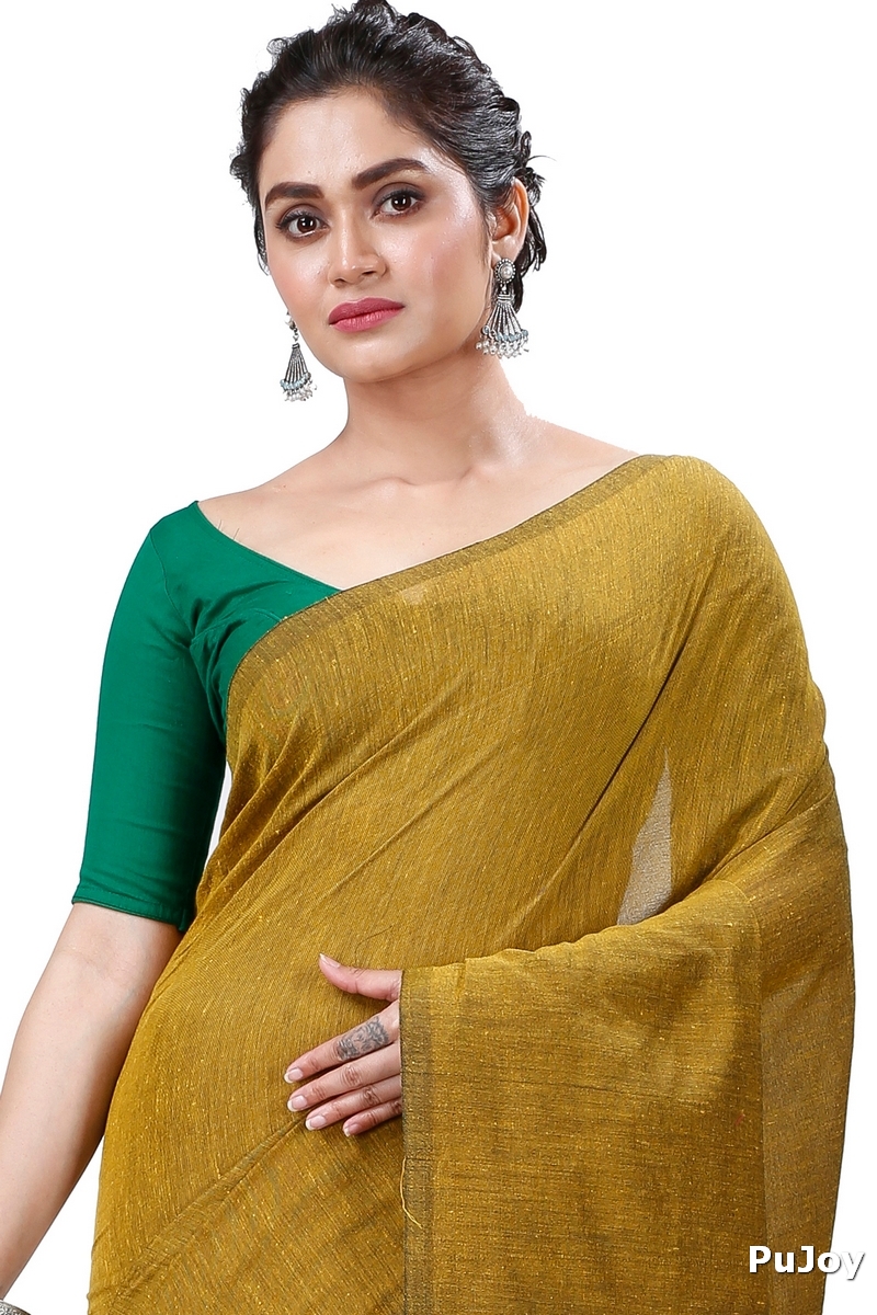 Brown Pure Cotton ThanKhadi Hand Loom Saree (5236)