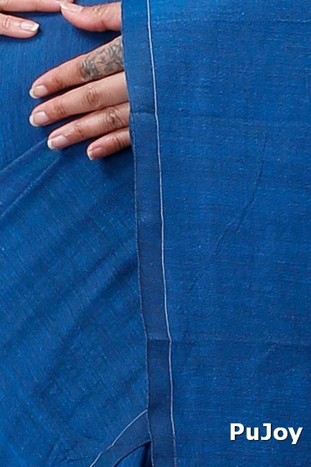 Blue Pure Cotton ThanKhadi Hand Loom Saree (5237)