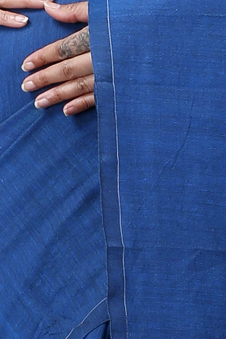 Blue Pure Cotton ThanKhadi Hand Loom Saree (5237)