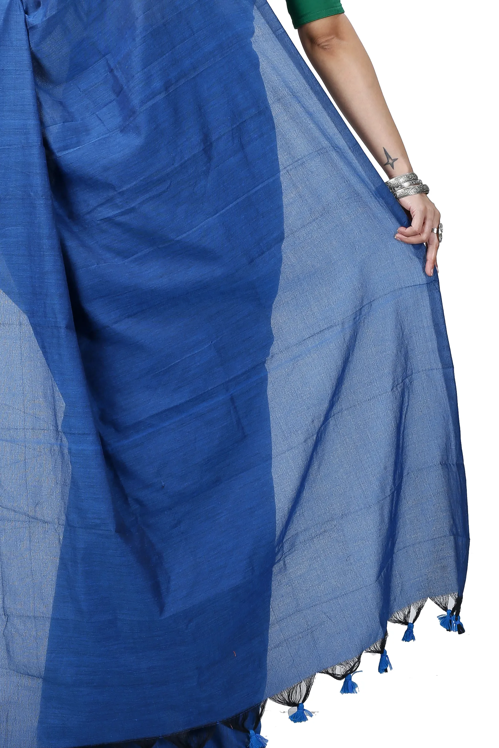 Blue Pure Cotton ThanKhadi Hand Loom Saree (5237)