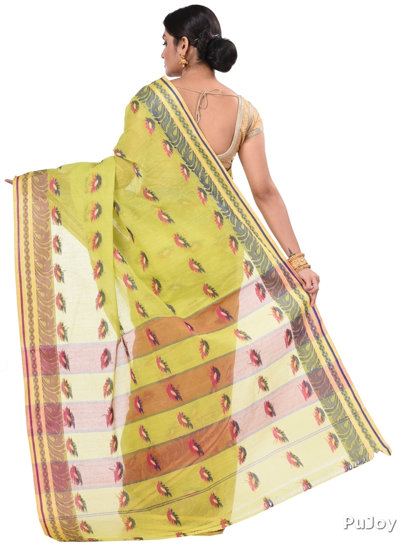 Green Pure Cotton PataButi Tant Saree (524)