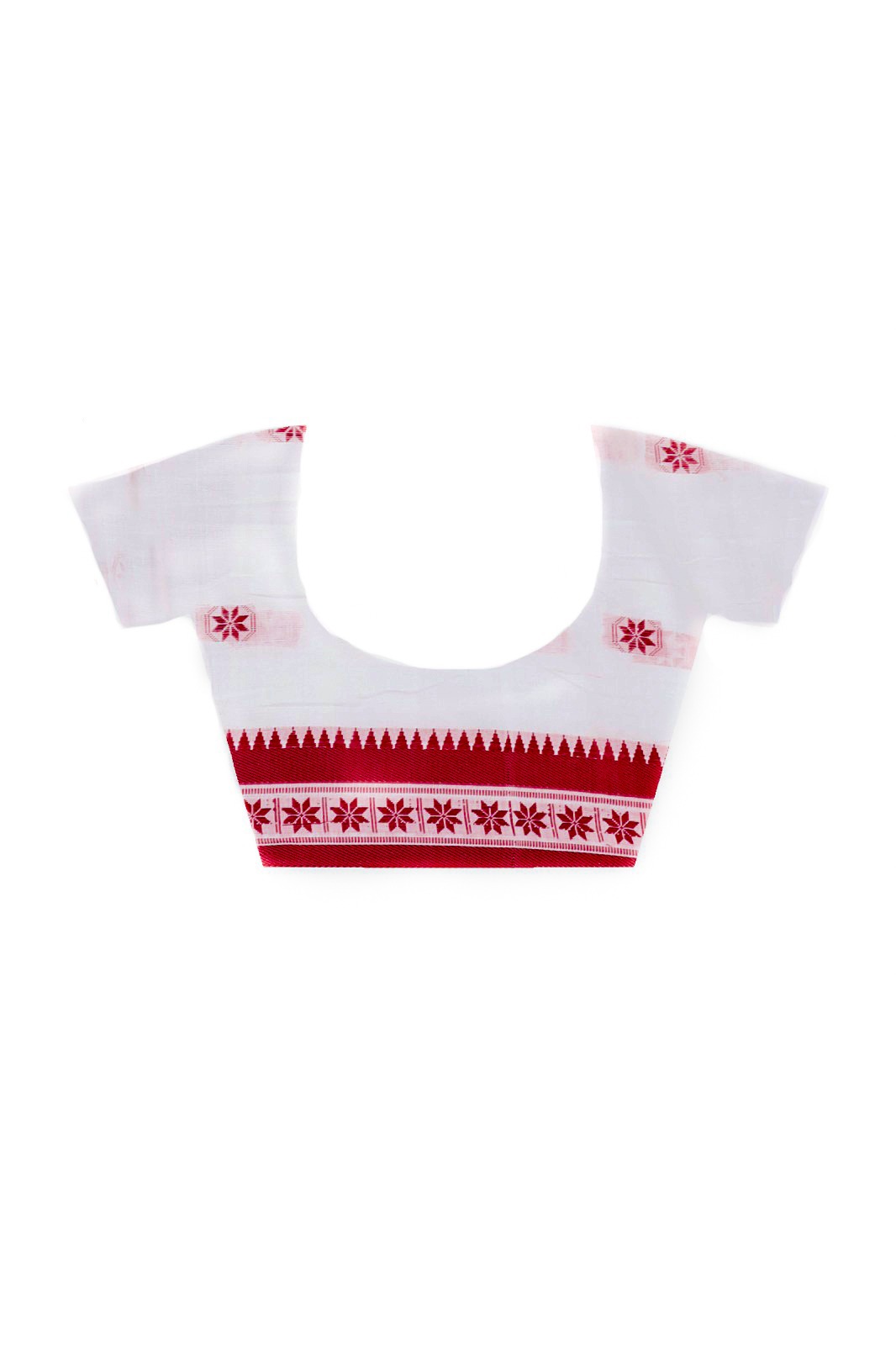 White Red Pure Cotton Guti Hand Hand Loom Saree (5246)