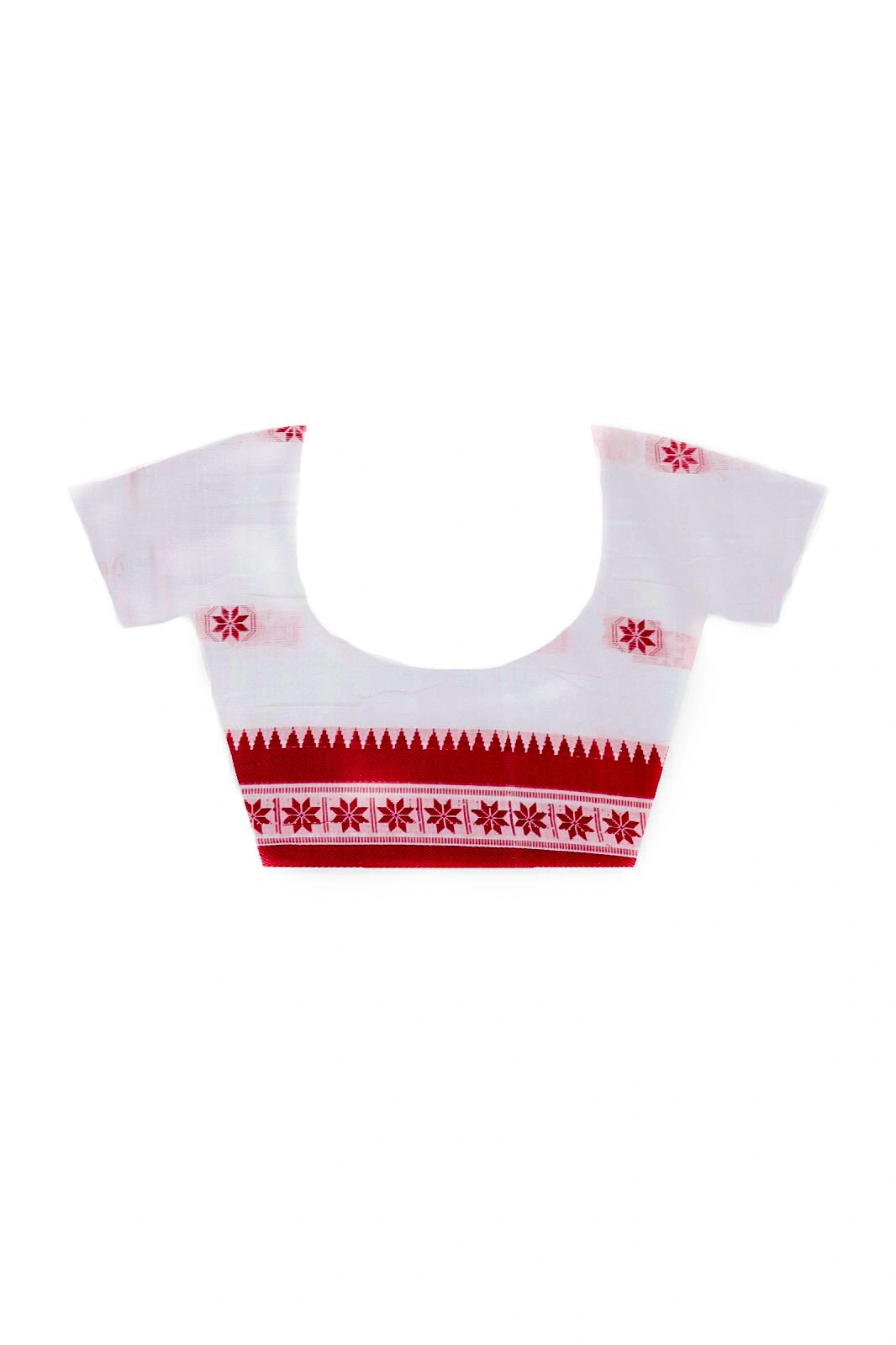 White Red Pure Cotton Guti Hand Hand Loom Saree (5246)