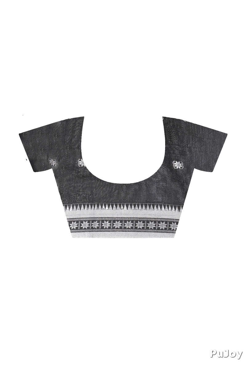 Black Pure Cotton Guti Hand Hand Loom Saree (5248)