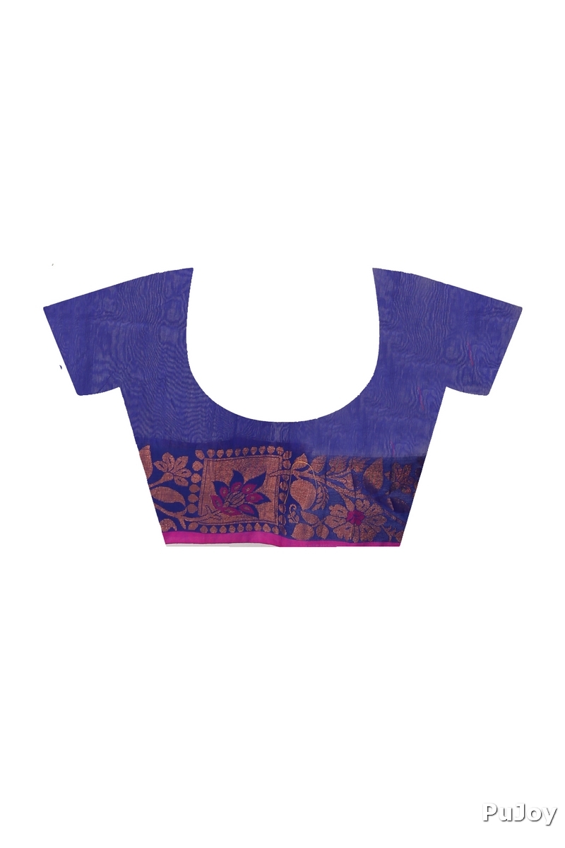 Naby Blue Pure Cotton Swarno Hand Loom Saree (5250)