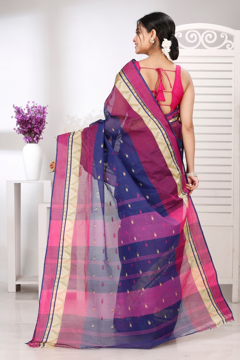 Naby Blue Pure Cotton Suto Tant Saree (5264)