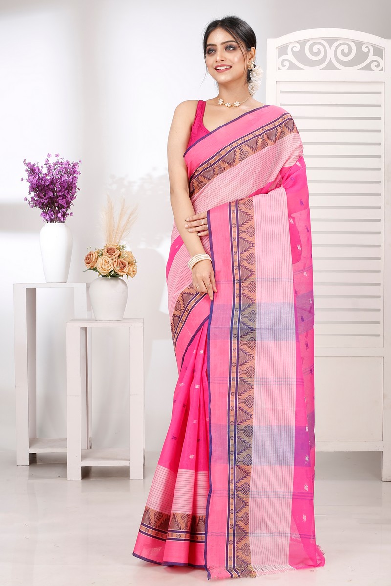 Pink Pure Cotton Suto Tant Saree (5265)