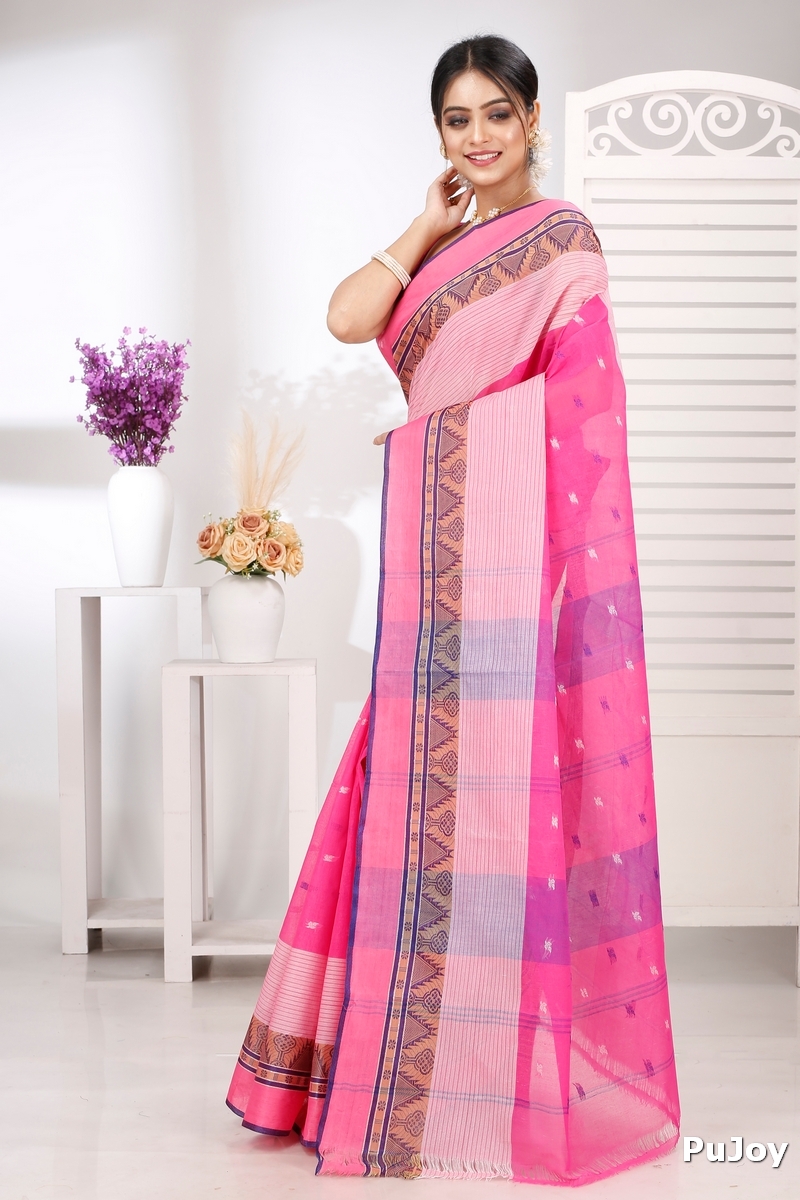 Pink Pure Cotton Suto Tant Saree (5265)