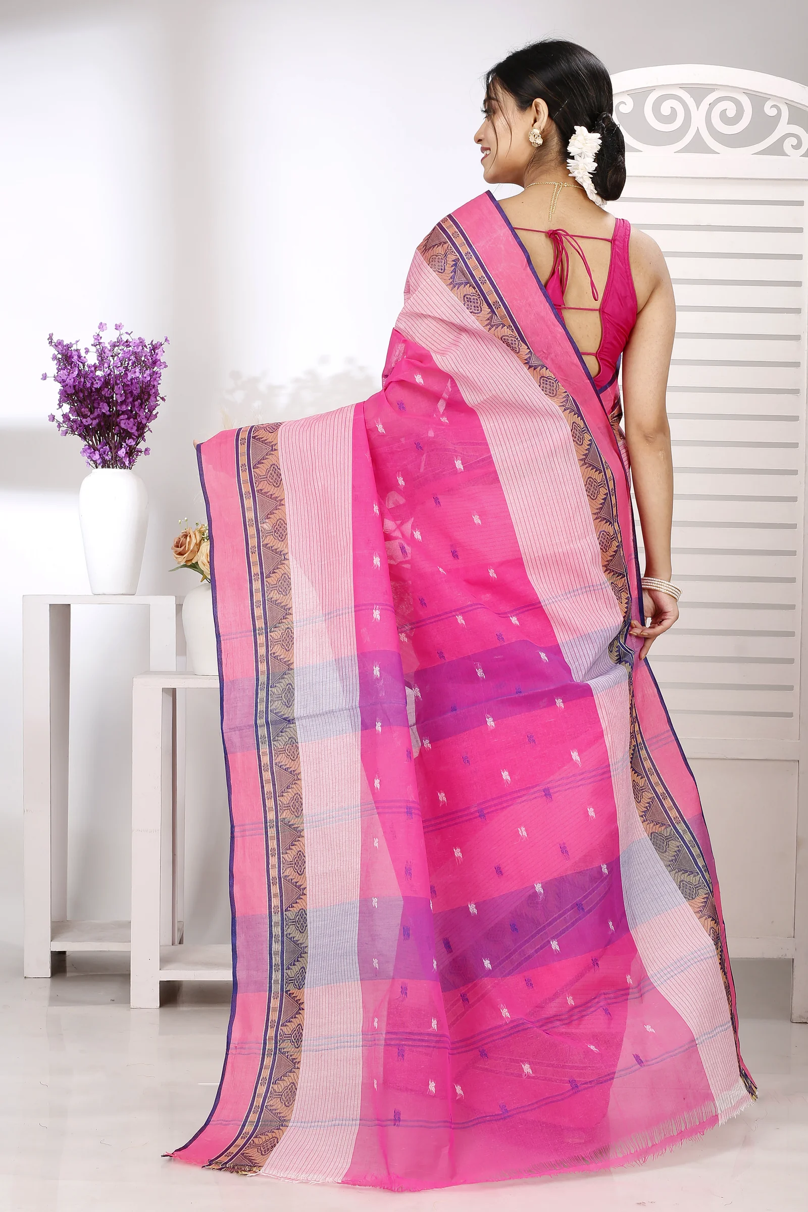 Pink Pure Cotton Suto Tant Saree (5265)